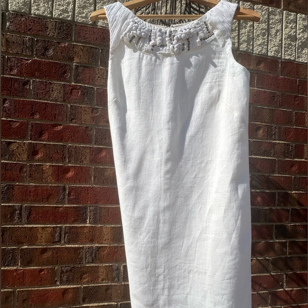 Lela Rose LOFT Linen Shift Dress Sleeveless Minimalist Luxe Coastal Vacation 4